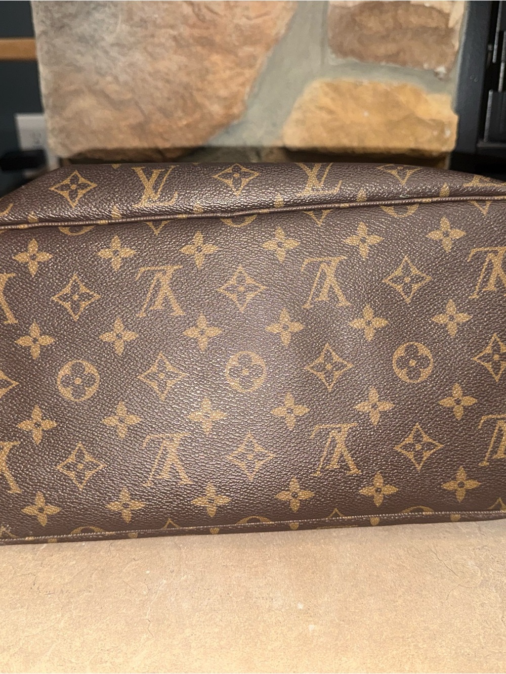 Louis Vuitton Brown Monogram Tote with Red Interior Trim - Picture 5 of 10